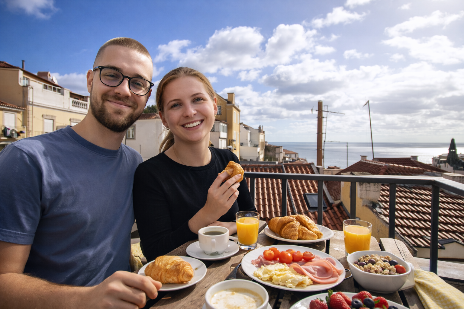 Enjoying breakfast together